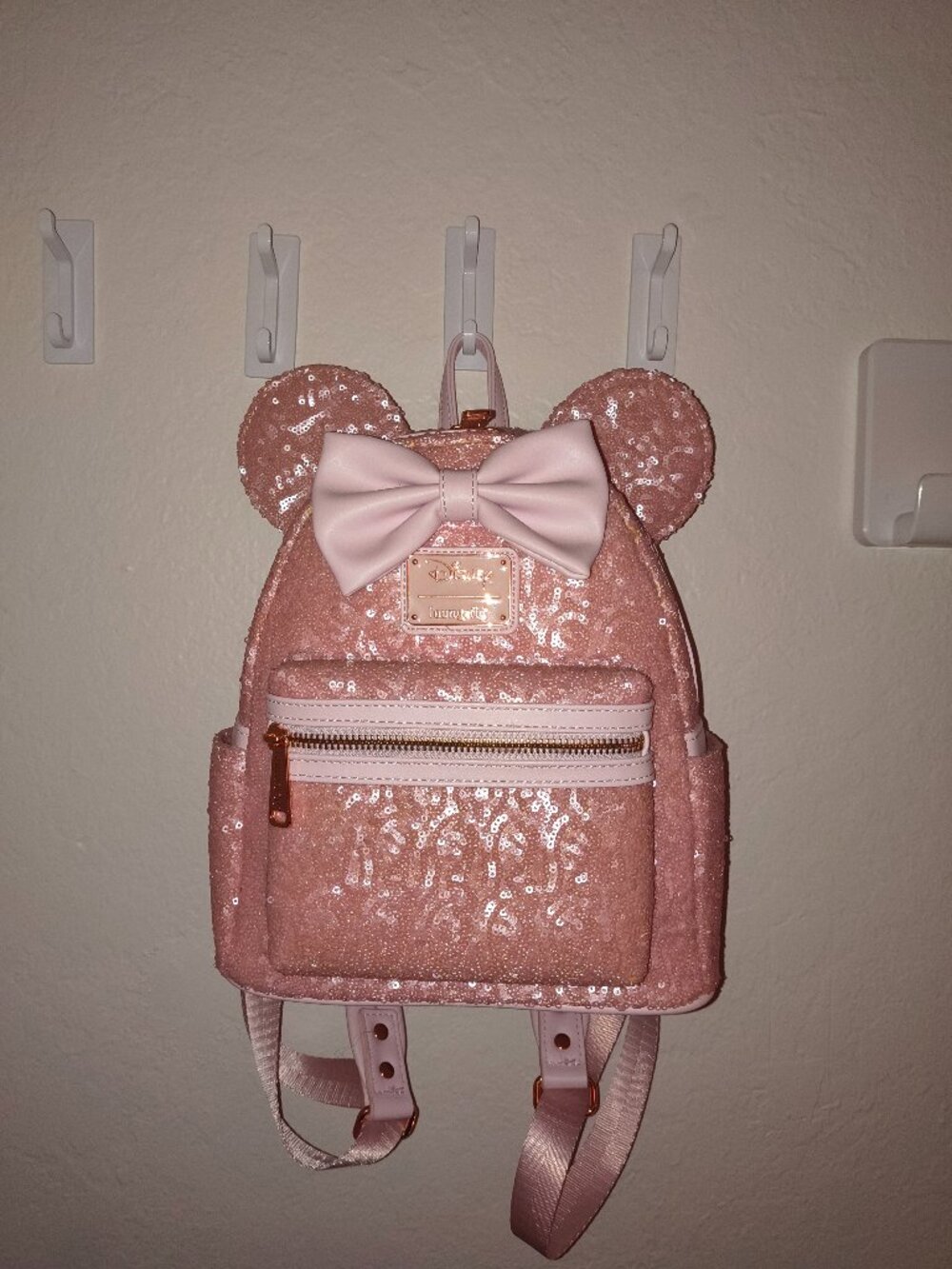 Loungefly Disney rose gold glitter mini backpack